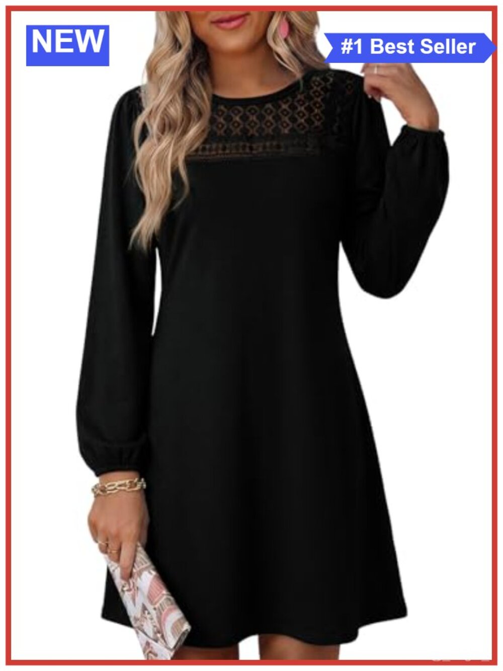 Women's Casual A-Line Babydoll Mini Dress with Hollow Out Details